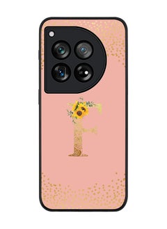 Rugged Black edge case for OnePlus 12R / OnePlus Ace 3 5G, Slim fit Soft Cover Custom Monogram Initial Letter Floral Pattern Alphabet - F (Rose Pink)