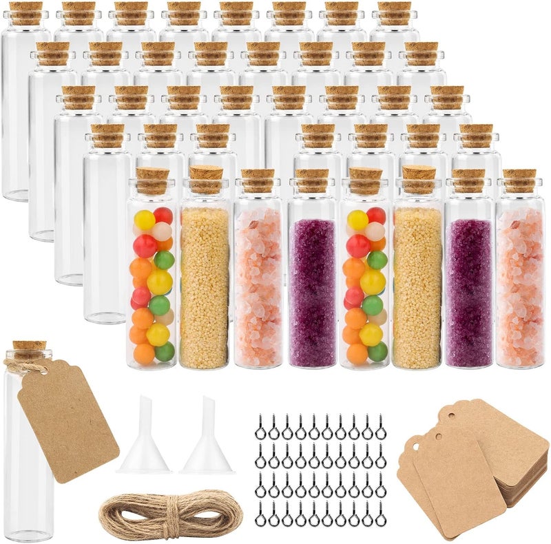 MXTIMWAN Test Tube with Cork Glass, Pack of 40 20 ml Mini Glass Bottles with Corks, Small Glass Bottles with Lids, Small Glass Bottles for Filling Bottles Decoration Christening for Weddings - Image 1