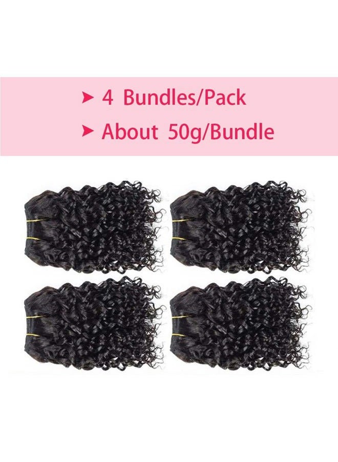 Jinhongze Human Hair Bundles Kinky Curly Bundles Human Hair Curly Wave Hair 4 Bundles Human Hair 50 Gram/Bundle 8A Unprocessed Kinky Curly Wave Bundles (8 8 8 8 1b) … - Image 3