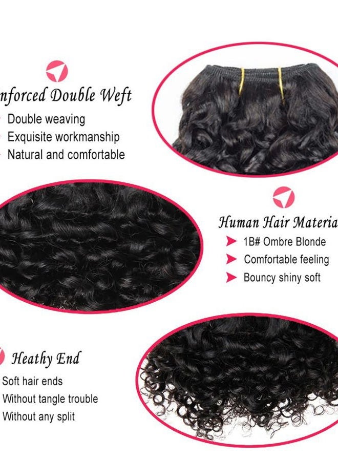 Jinhongze Human Hair Bundles Kinky Curly Bundles Human Hair Curly Wave Hair 4 Bundles Human Hair 50 Gram/Bundle 8A Unprocessed Kinky Curly Wave Bundles (8 8 8 8 1b) … - Image 2