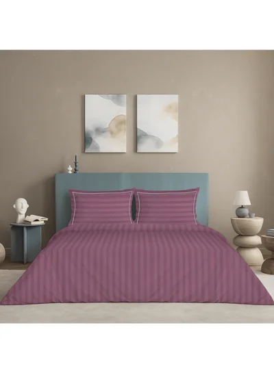 MULBERRY LIVING 100% Cotton -300 TC Elysian Stripes California King(260 x 240 cms) Duvet Cover - Plum