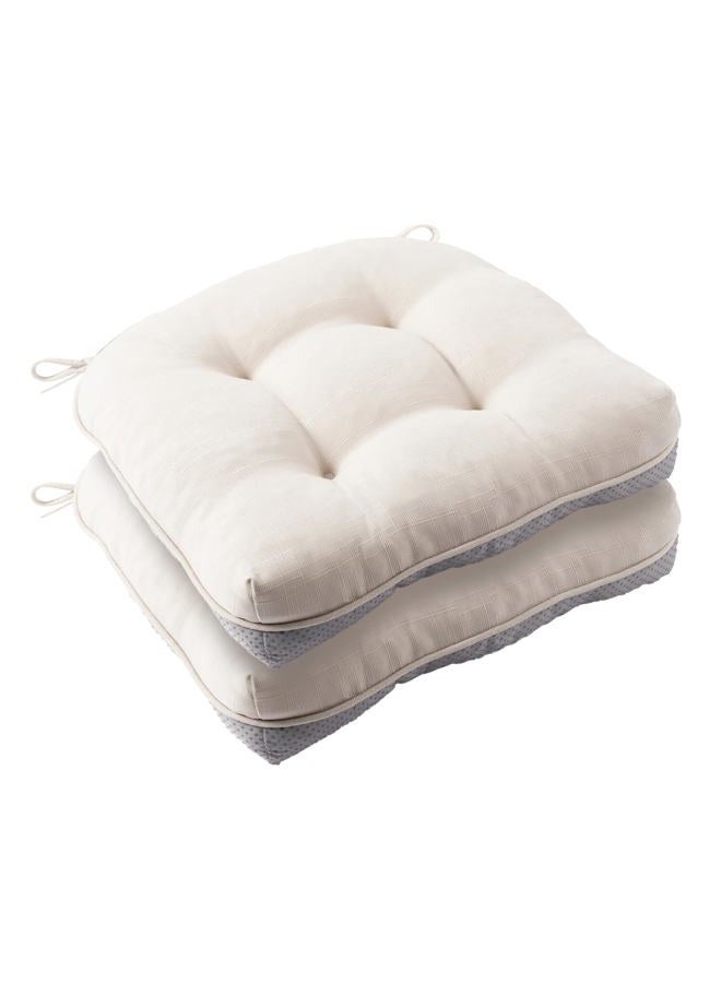 Battilo Chair Cushions Set of 2 for Dining Chairs, Seat Cushions for Kitchen Chairs with Non-Slip Backing, Indoor/Outdoor Waterproof Chair Seat Pads with Ties, 15.5"x15.5"x4", Beige - Image 1