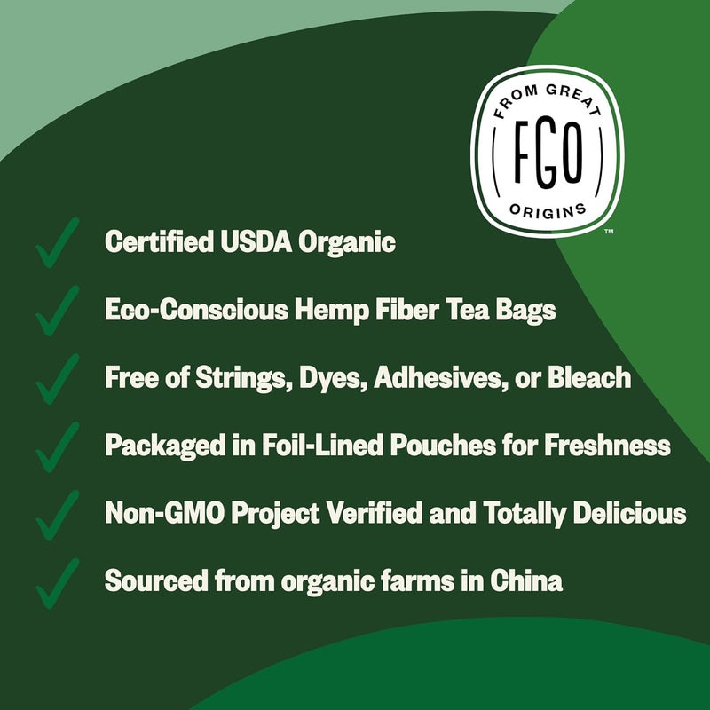 FGO Organic Green Tea Bags - 100 Count Eco-Conscious Herbal Supplement - Image 5