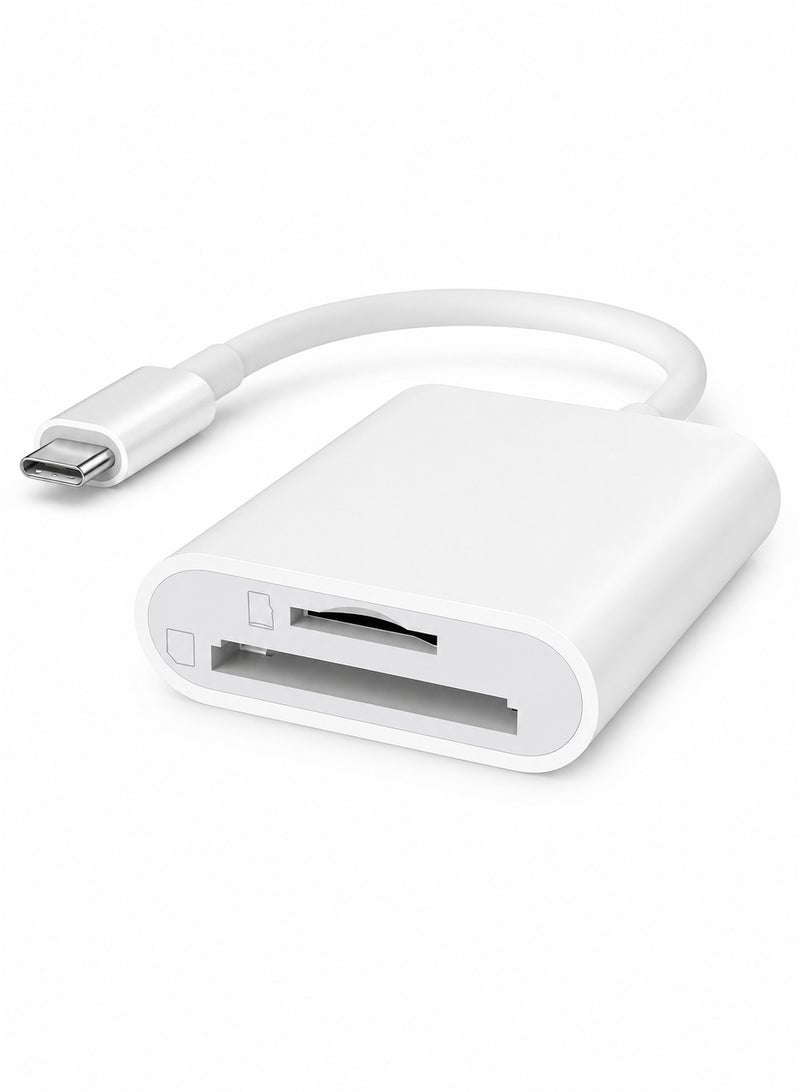 فلوينغ قارئ بطاقات ذاكرة USB-C يدعم SD وMicro SD، محول USB 3.0 مزدوج الفتحات بسرعة نقل تصل إلى 5Gbps، يعمل بالتوصيل والتشغيل، متوافق مع iPhone 17/16/15 وiPad وMacBook والكاميرات الرقمية وكاميرات المراقبة البرية - Image 1
