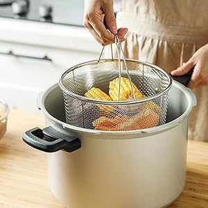 SHREESAMP SHREESAMP Round Stainless Steel Steamer Basket with Foldable Handle Ideal for Steaming Rice Vegetables Seafood Fish and More Plus Convenient Design for Easy Fruit Washing Cooking and Food Preparation  - Image 3