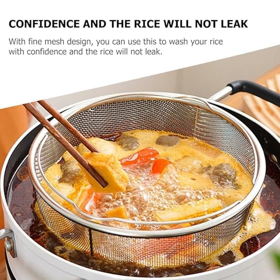 SHREESAMP SHREESAMP Round Stainless Steel Steamer Basket with Foldable Handle Ideal for Steaming Rice Vegetables Seafood Fish and More Plus Convenient Design for Easy Fruit Washing Cooking and Food Preparation  - Image 2