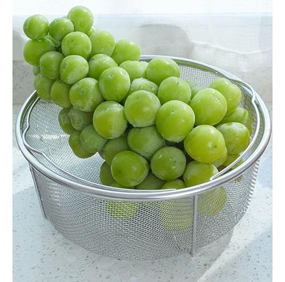 SHREESAMP SHREESAMP Round Stainless Steel Steamer Basket with Foldable Handle Ideal for Steaming Rice Vegetables Seafood Fish and More Plus Convenient Design for Easy Fruit Washing Cooking and Food Preparation  - Image 5