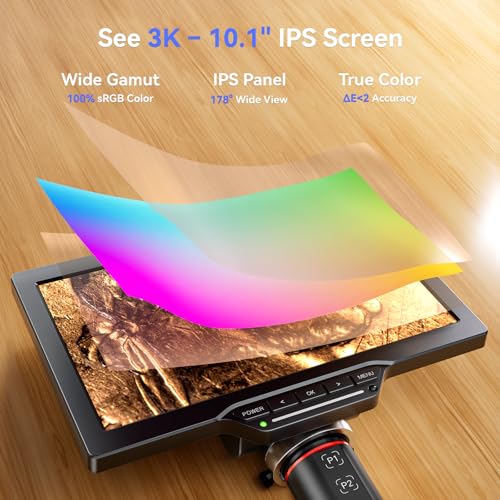 TOMLOV Autofocus Digital Microscope TM3K-AF Max: 3K Flex Arm HDMI Microscope with Screen, Micro Soldering Microscopes, Coin Magnifier, 10.1" IPS Screen, Side Lights, Repair Mat, PC/TV Compatible, 16G - Image 4