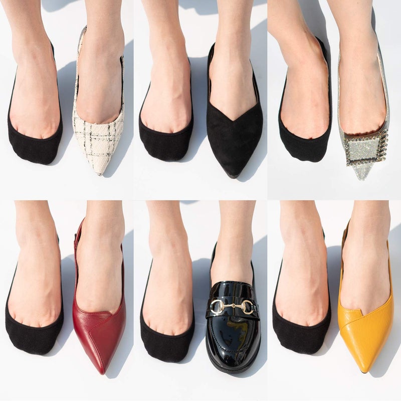 SIXDAYSOX Black No Show Socks Women 4 Pairs Reinforced Super Invisible Rubber Heel Summer Cotton Socks for Flats Loafers Size 5-8 - Image 5
