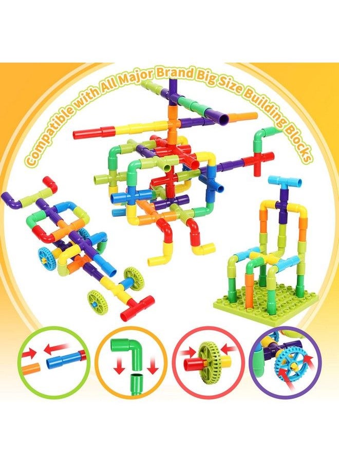 EP EXERCISE N PLAY 175 Pieces Stem Toy Pipe Tube Building Kit For Kids Creative Interlocking Construction Blocks Sets With Wheels Baseplate Educational Learning Preschool Gift For Tolddlers Boys Girls Age 3 4 5 6 7 8  - Image 3