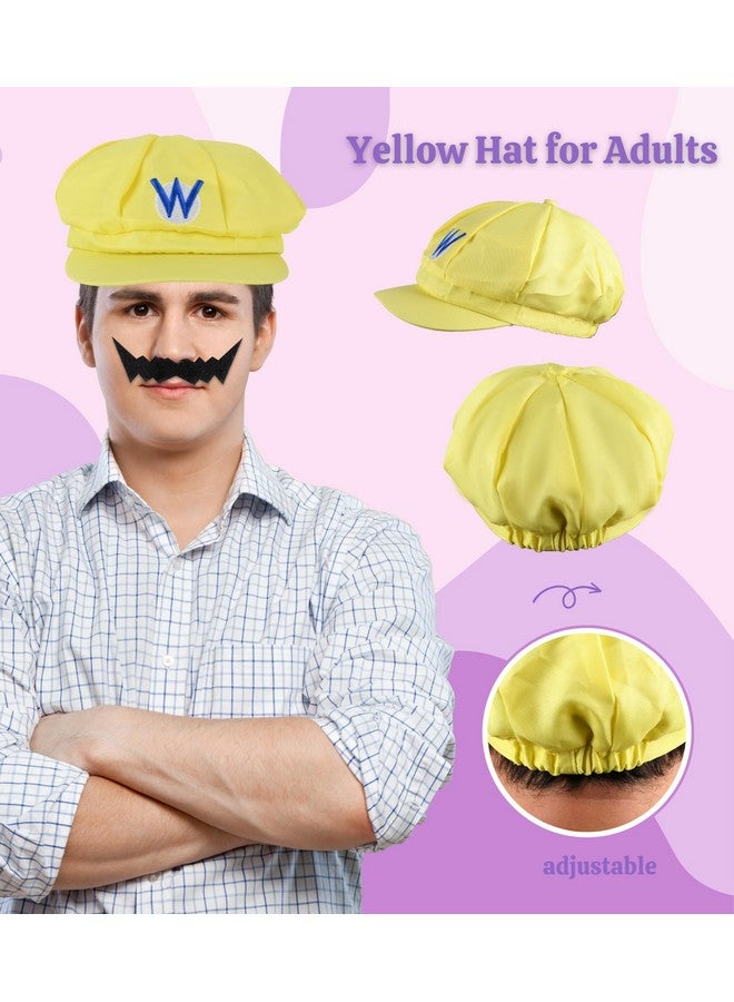PIIDUOO PIIDUOO Halloween Costume Accessories for Adult - Yellow Hat Mustache Gloves Buttons Suspenders Accessories for Men & Women Cosplay - Image 1