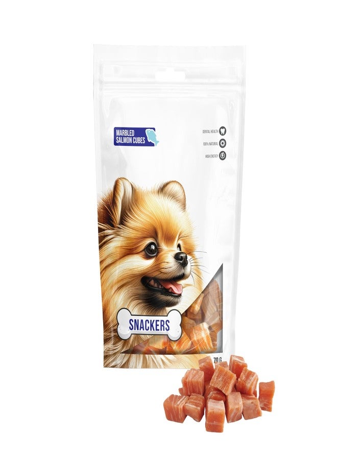 Snackers Marbled Salmon Cubes Dog Treats 70g Pack | Soft & Tasty Training Snacks | High Protein Healthy Chews for Puppies & Adult Dogs - Image 2