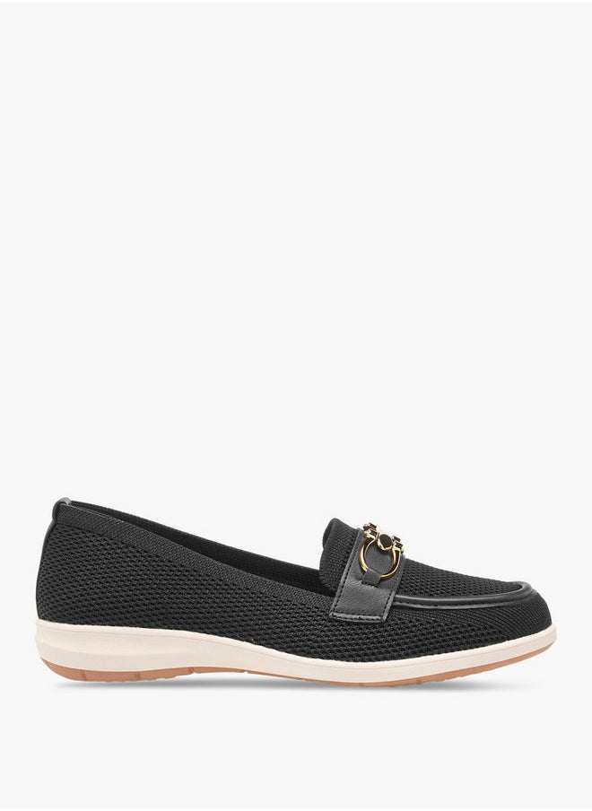 Flora Bella By Shoexpress Textured Slip-On Loafers with Buckle Accent  - Image 3