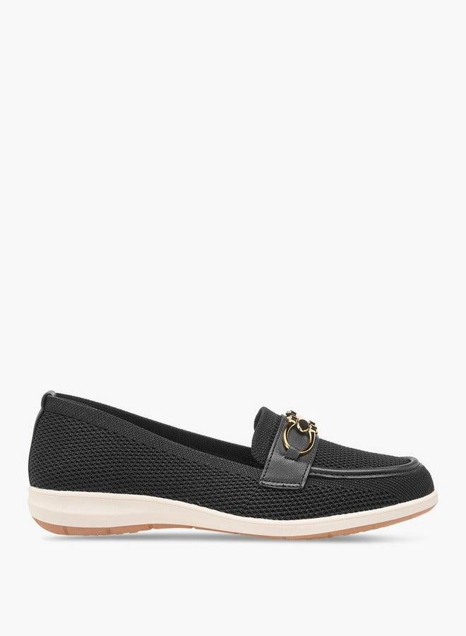 Flora Bella By Shoexpress Textured Slip-On Loafers with Buckle Accent - Image 2