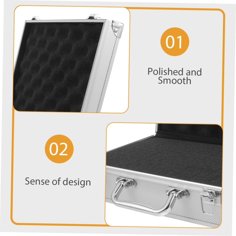 Silver Aluminum Tool Case Hard Briefcase Storage Box - Image 4