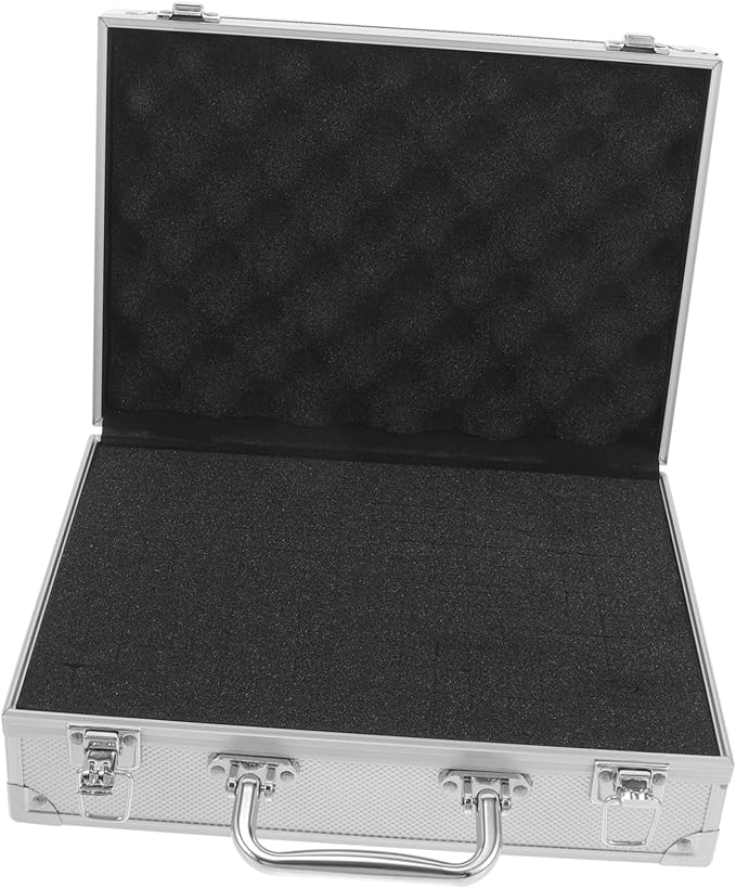 Silver Aluminum Tool Case Hard Briefcase Storage Box - Image 1