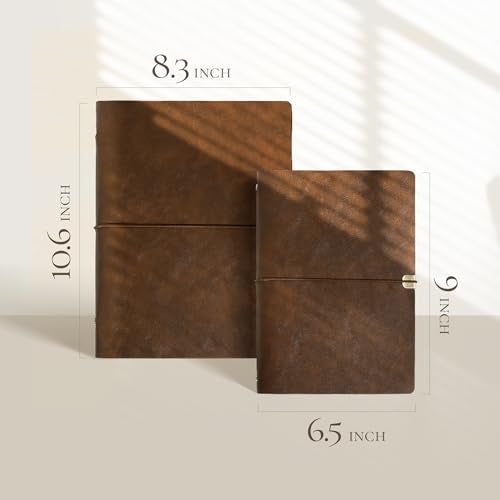 Vienrose Faux Leather Scrapbook Photo Album with 100 Pages Kraft Paper for 4x6 5x7 6x8 Photos Vintage binder 3 ring DIY Memory Book for Valentines Anniversary Christmas Birthday Travel Brown - Image 3