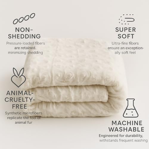 DaDa Bedding Luxury White Roses Fluffy and Cuddly Faux Fur with Sherpa Backside Fleece Cloud Throw Blanket - Super Soft Warm Plush Luxe Solid Toss for Sofa, Couch or Bed - 63" x 90" - Image 2