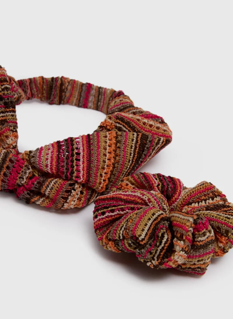 Matalan 2 Pack Multicolour Crochet Headband & Scrunchie Set