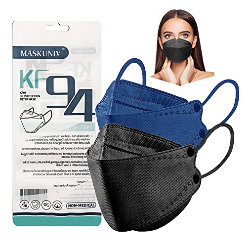 Gerlisay 60pcs KF94 Face Masks Adult 3D Fish Type Masks Face Mask 4-Ply Filter Non Woven Fabric Face Masks Black Navy 60Pcs - Image 1
