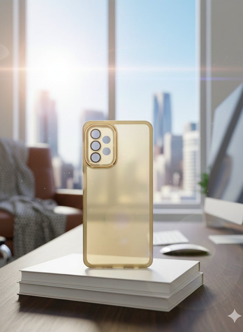 Grace Matte Finish Back Cover Case for Samsung A13 - Elegant Metallic Ribbon Design - Full Camera Protection & Non-Slip Grip - Image 1