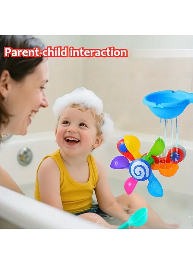 Kids Bath Toy Set with Water Windmill 2 Spoons Sensory Play Sprinkler Educational Bathtub - Image 5