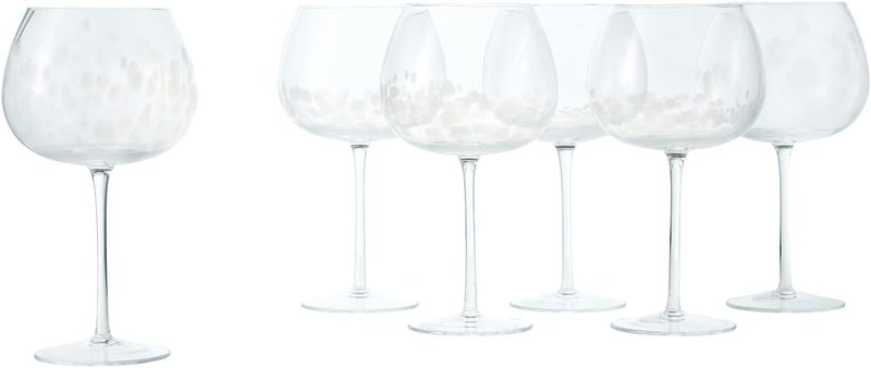Blue Rose Pottery Blue Rose Polish Pottery Large Opal Confetti Wine Goblet  Set of 6  - Image 1