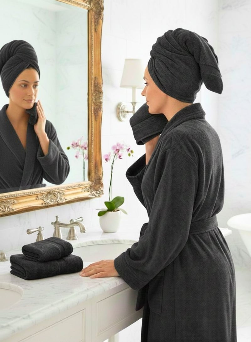 1 تشيس منشفة وجه فاخرة من القطن - مجموعة من 12 منشفة وجه كبيرة للحمام والمنتجع الصحي في الفنادق باللون الأسود - Image 3