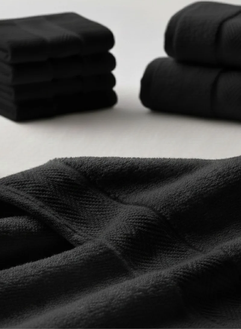 1Chase Black Luxury Cotton Face Towel - Large Hotel Spa Bathroom Face Towel Set of 12 Black  | Best Price UAE