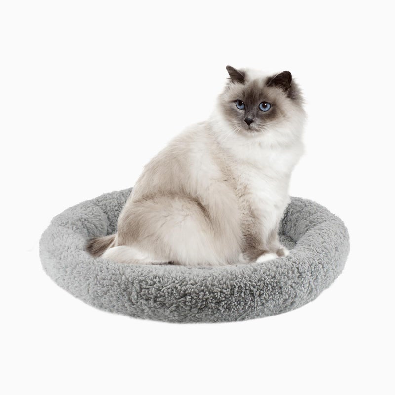 Billionchains Round Cat Bed Washable Cat Donut Bed with Non-Slip Bottom Comfortable Soft Pet Bed for Indoor Cats/Gray ï¼ˆDiameter: 15.75"ï¼‰ - Image 1
