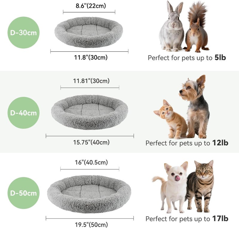 Billionchains Round Cat Bed Washable Cat Donut Bed with Non-Slip Bottom Comfortable Soft Pet Bed for Indoor Cats/Gray ï¼ˆDiameter: 15.75"ï¼‰ - Image 5