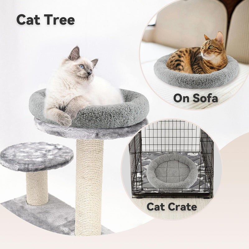 Billionchains Round Cat Bed Washable Cat Donut Bed with Non-Slip Bottom Comfortable Soft Pet Bed for Indoor Cats/Gray ï¼ˆDiameter: 15.75"ï¼‰ - Image 3