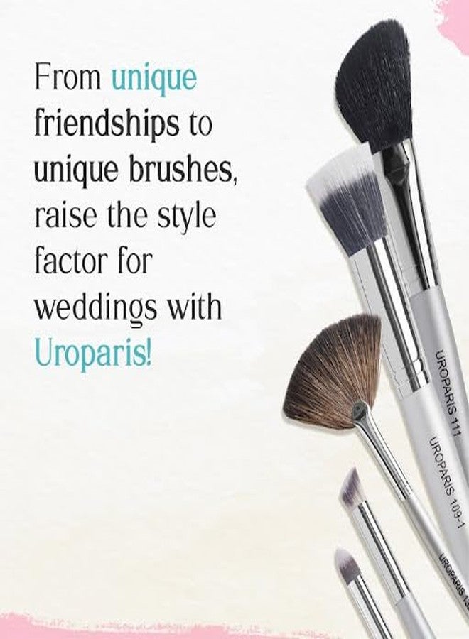 UROPARIS 138 Blusher Brush For Face Makeup | Makeup Tool with Wooden Handle | Quick and Even Coverage | Natural Hair, Brass Accents - Silver (1 piece) - Image 4