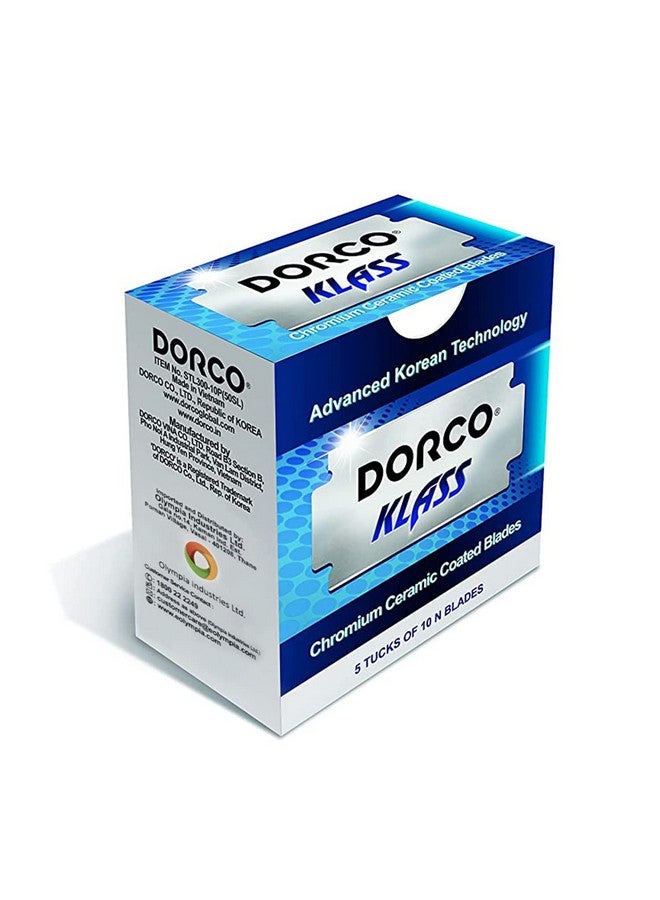 دروكو شفرات حلاقة مزدوجة الحافة من DORCO - شفرات حلاقة مطلية بالكروم والسيراميك لشفرات الحلاقة الآمنة وشفرات الحلاقة ذات الحافة المستقيمة - (50 قطعة) (عبوة من 3 قطع)، للرجال - Image 2