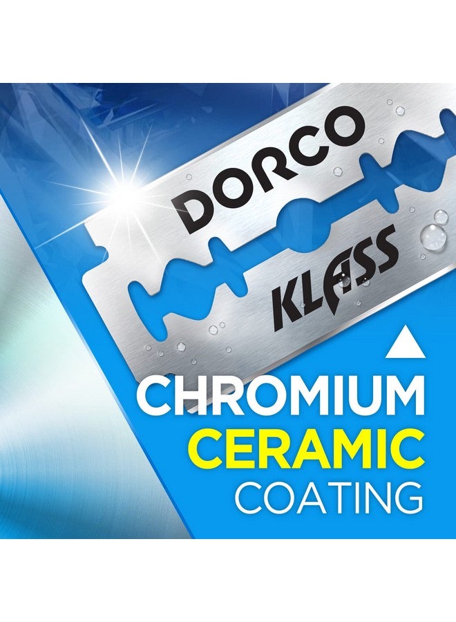 دروكو شفرات حلاقة مزدوجة الحافة من DORCO - شفرات حلاقة مطلية بالكروم والسيراميك لشفرات الحلاقة الآمنة وشفرات الحلاقة ذات الحافة المستقيمة - (50 قطعة) (عبوة من 3 قطع)، للرجال - Image 4