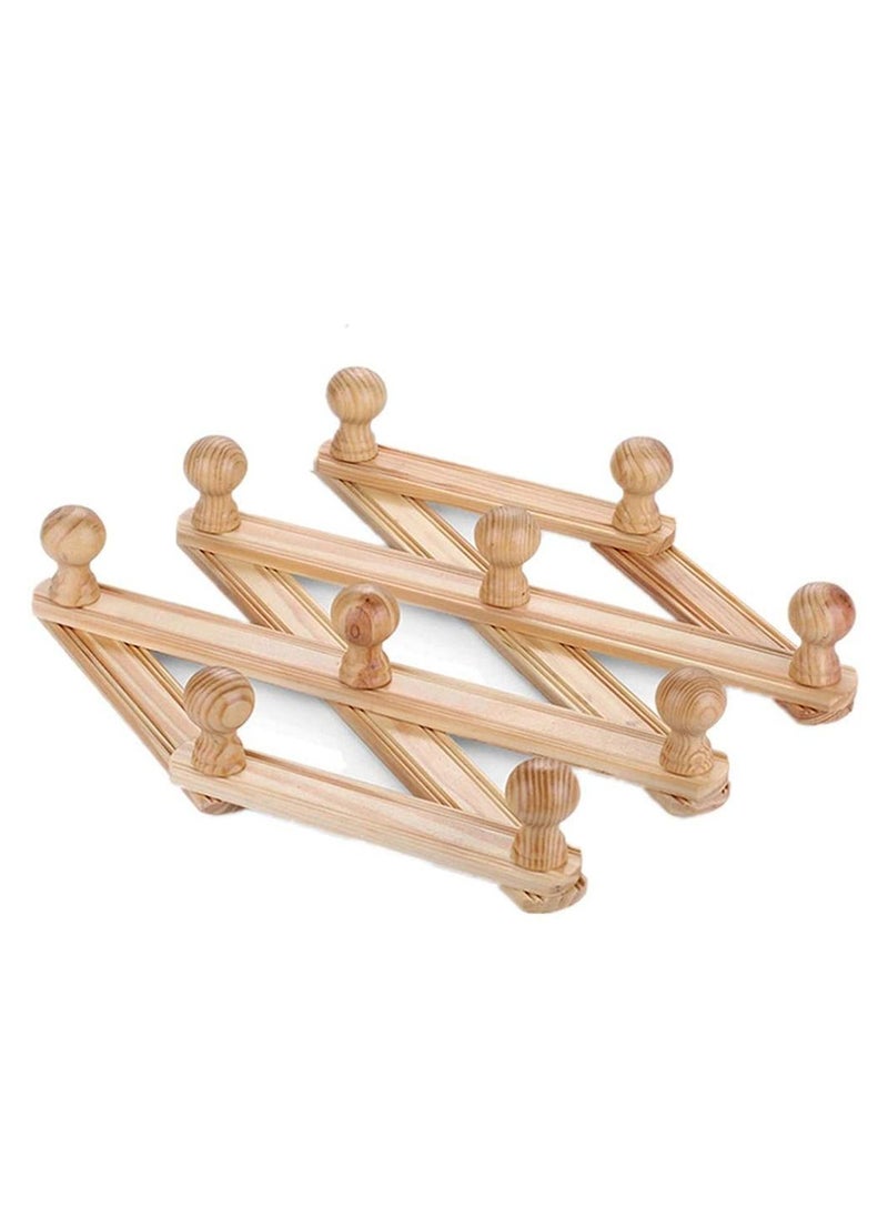 YQbest - Wooden Wall Cloth Hanger Expandable Coat Rack Mounted Decorative Accordion Hat With 10 Peg Hooks Foldeable - Image 1