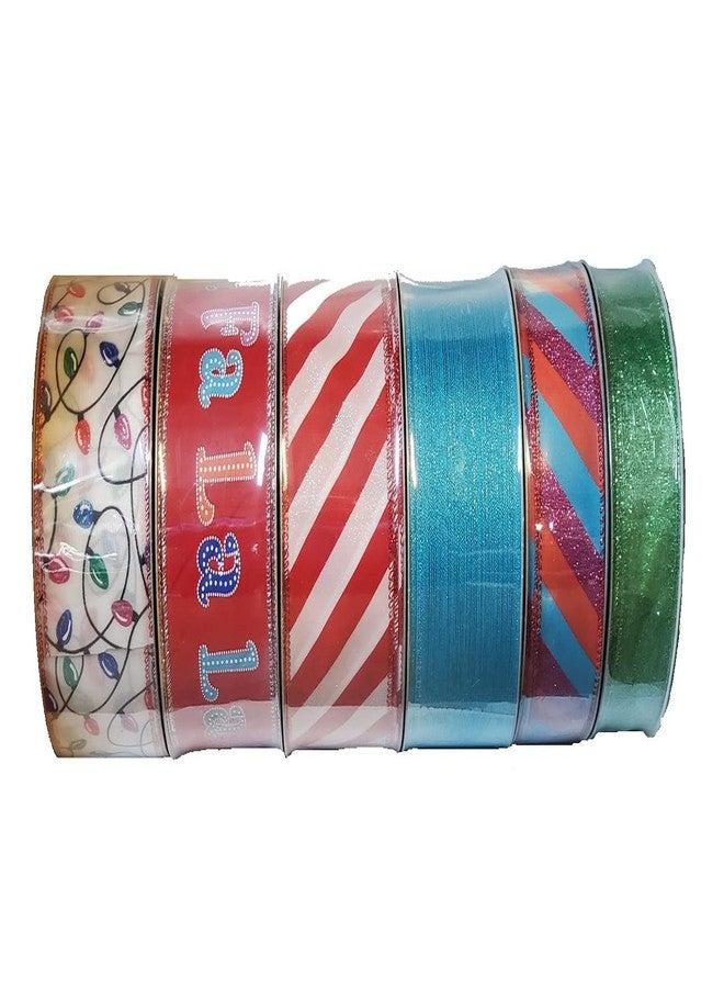 Members Mark Member's Mark Premium 6-Pack Holiday Wired Edge Ribbon 1.5-in/2.5-in x 50-Yds - Image 1
