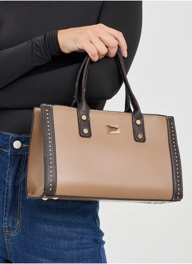 Styli Badge Detail Top Handle Handbag