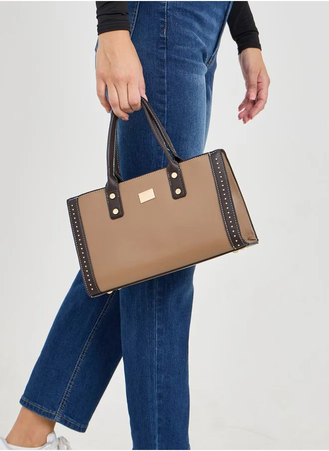 Styli Badge Detail Top Handle Handbag