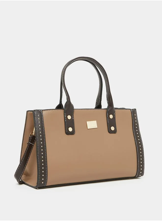 Styli Badge Detail Top Handle Handbag