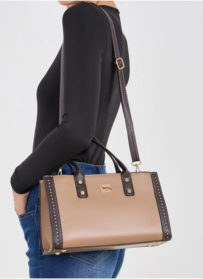Styli Badge Detail Top Handle Handbag