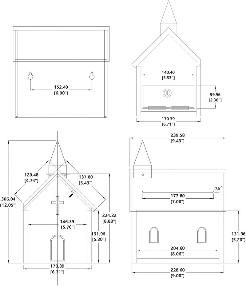 FixtureDisplays Church Box Collection Box Tithing  Offering Donation Box Overall Dimension Church House Shape 943 inches Wide x 671 inches deep x 12 inches Tall 21397SMALLNF - Image 5