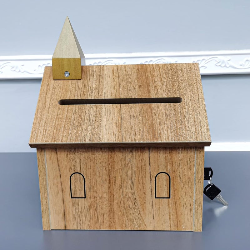 FixtureDisplays Church Box Collection Box Tithing  Offering Donation Box Overall Dimension Church House Shape 943 inches Wide x 671 inches deep x 12 inches Tall 21397SMALLNF - Image 3