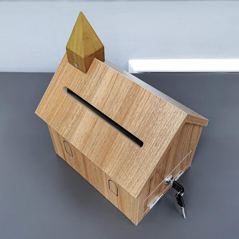 FixtureDisplays Church Box Collection Box Tithing  Offering Donation Box Overall Dimension Church House Shape 943 inches Wide x 671 inches deep x 12 inches Tall 21397SMALLNF - Image 4