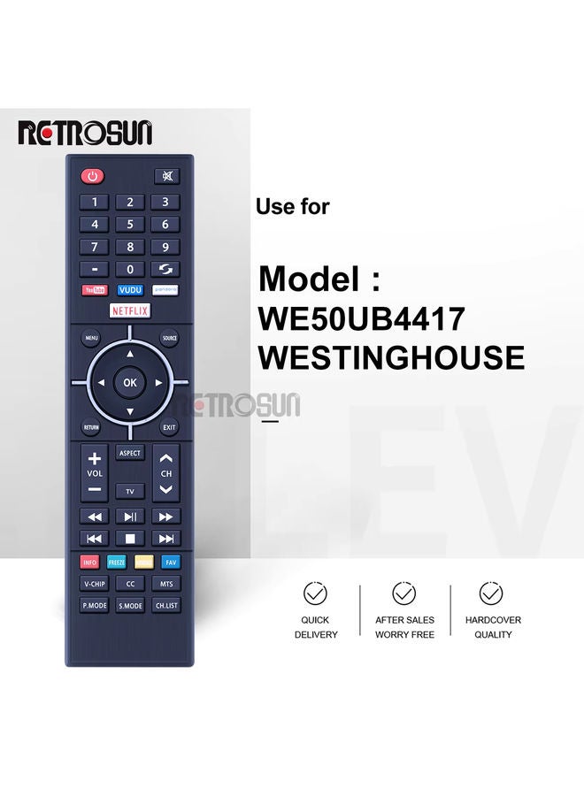 OMETTER New Remote Control For Westinghouse Smart UHD 4K TV WE50UB4417 WE55UB4417 WD40FB2530 WE55UDT108 With VUDU Pandora - Image 2