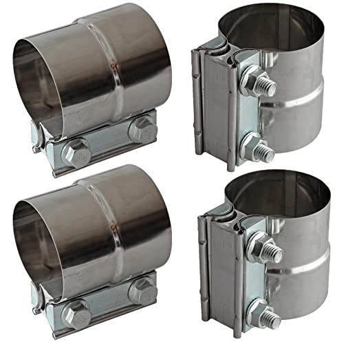 LEDAUT Exhaust Clamps Band Clamp 2.5" Lap Joint - Stainless Steel Lap Joint With 1 Block 4Pcs For 2.5" Od To 2.5" Id Exhaust Pipe, Muffler, Elbow And Exhaust Tubing Connection(4 Pack) - Image 1