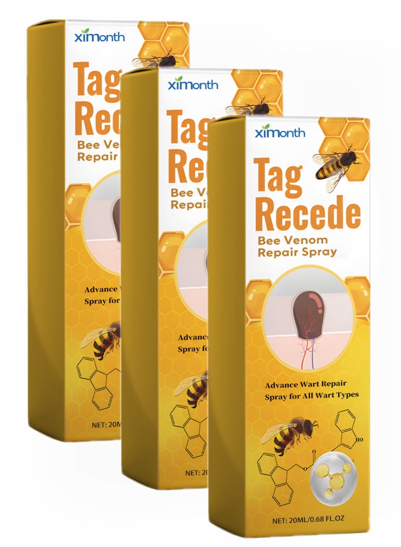 ximonth 3-pack Bee Venom Wart Care Spray, Improves Pimples, Moles and Repairs Skin 20ml*3 - Image 1