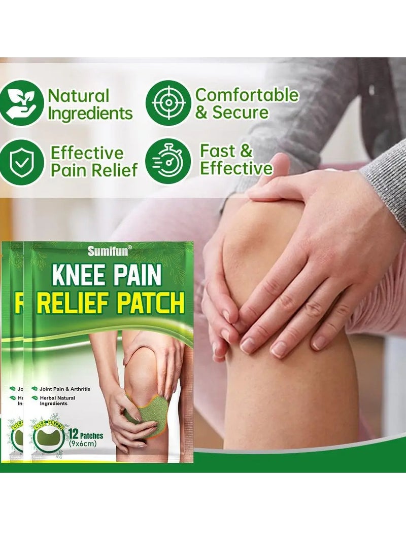 Sumifun Natural Knee Patch, Long Lasting Relief Self Heating Knee Pain, Wormwood Herbal Extract Joint Arthritis Sticker, Warming Herbal Plaster Pain Patches For Pain Relief Swelling Bone On Bone  - Image 2