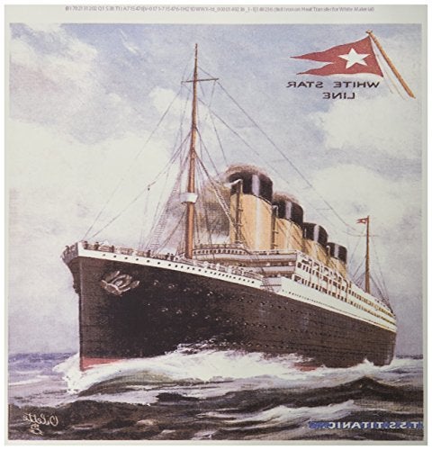 3DROSE 3dRose ht_149236_1 Vintage White Star Line S.S. Titanic Iron on Heat Transfer, 8 by 8", for White Material  - Image 1