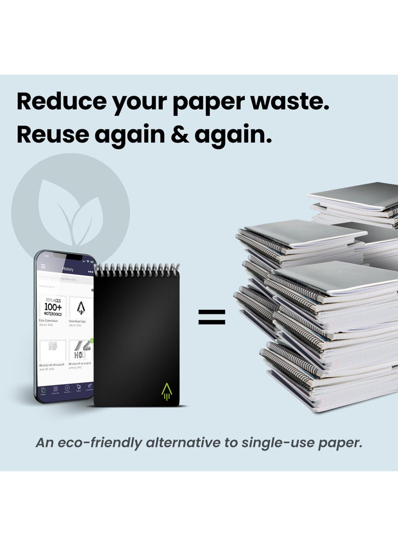 Rocketbook Rocketbook Smart Reusable Notebook - Dotted Grid Eco-Friendly Notebook with 1 Pilot Frixion Pen & 1 Microfiber Cloth Included - Infinity Black Cover, Mini Size (3.5" x 5.5")  - Image 5